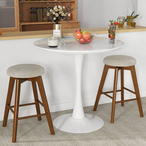 2 Pieces 26 Inch Backless Swivel Barstools with Linen Fabric Seat-Beige view 2