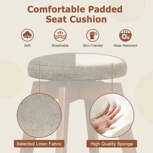 2 Pieces 26 Inch Backless Swivel Barstools with Linen Fabric Seat-Beige view 7