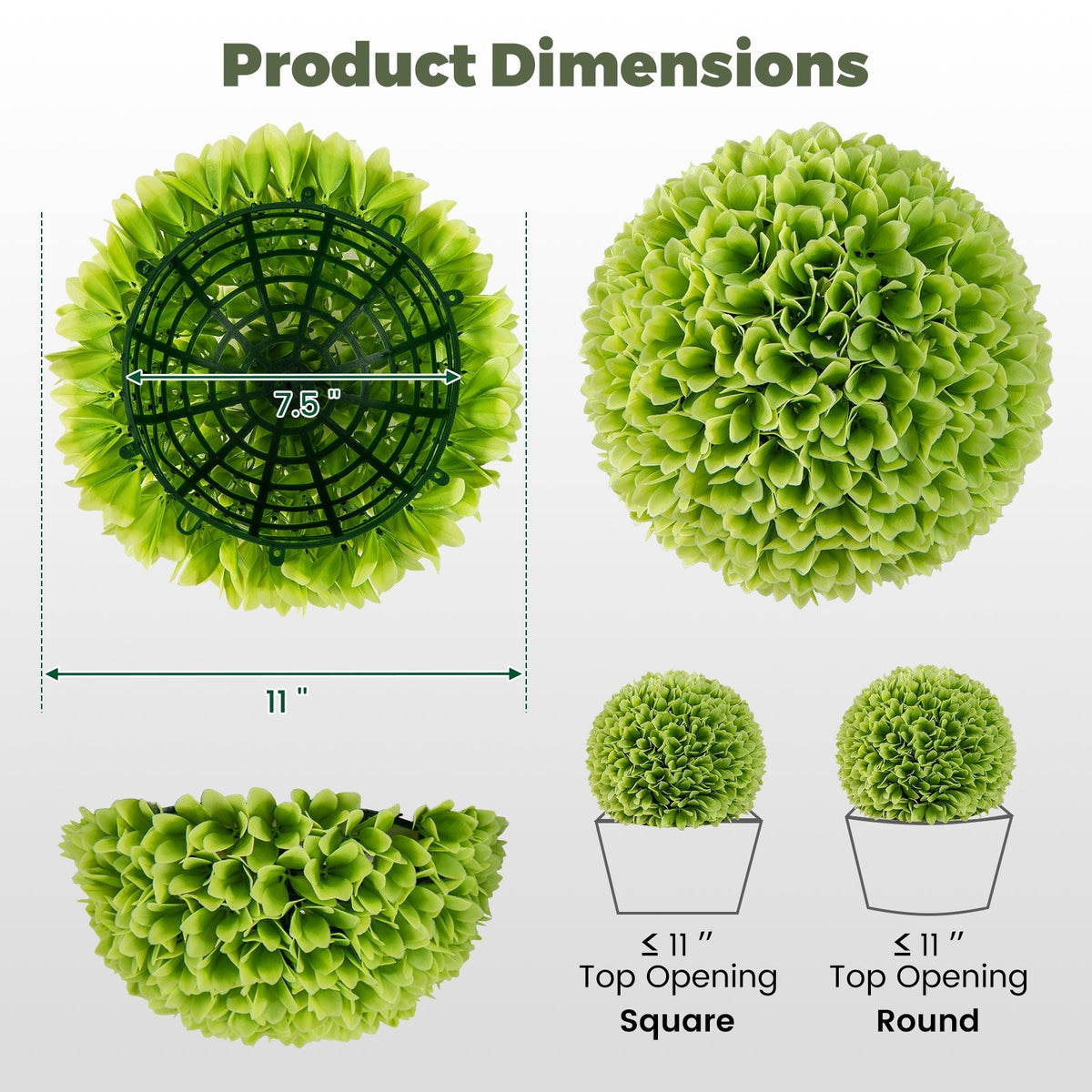 2 Pieces Artificial Plant Topiary Balls Faux Boxwood Decorative Balls-Green view 4