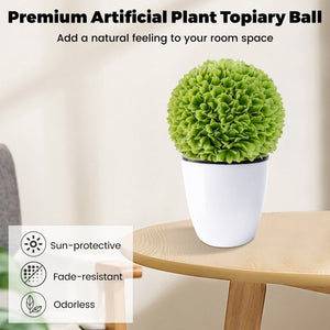 2 Pieces Artificial Plant Topiary Balls Faux Boxwood Decorative Balls-Green view 6