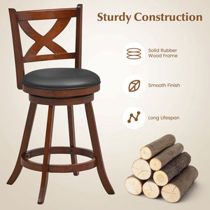 2 Pieces Classic Counter Height Swivel Bar Stool Set with X-shaped Open Back-M view 7