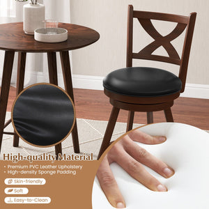 2 Pieces Classic Counter Height Swivel Bar Stool Set with X-shaped Open Back-M view 8