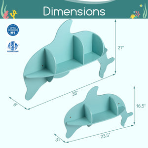 Floating Dolphin Shelves Wall Mounted Storage Display Rack-Blue view 4