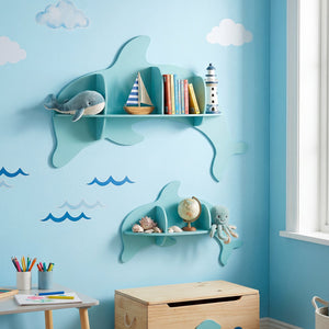 Floating Dolphin Shelves Wall Mounted Storage Display Rack-Blue view 5