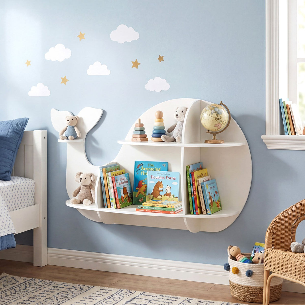 Floating Dolphin Shelves Wall Mounted Storage Display Rack-White view 2
