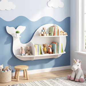 Floating Dolphin Shelves Wall Mounted Storage Display Rack-White view 3