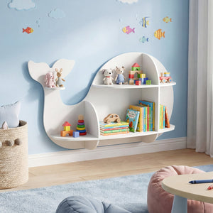 Floating Dolphin Shelves Wall Mounted Storage Display Rack-White view 6