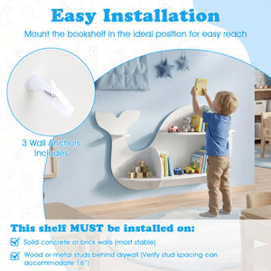 Floating Dolphin Shelves Wall Mounted Storage Display Rack-White view 8