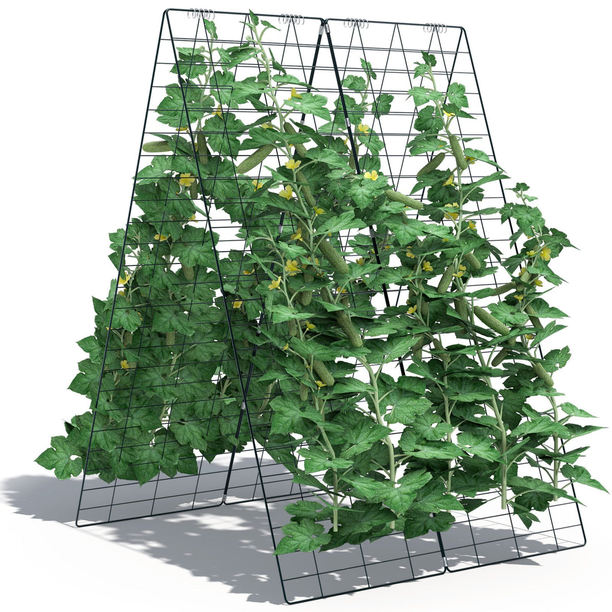 2 Pieces Foldable A-Frame Trellis Plant Supports with Twist Ties-Green view 4