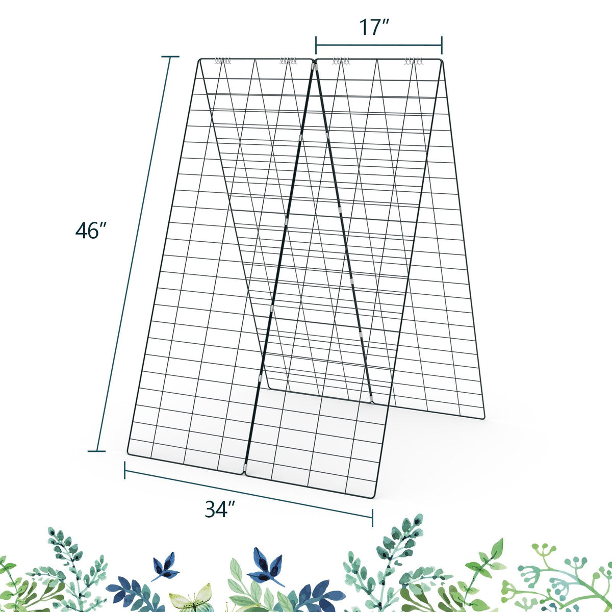 2 Pieces Foldable A-Frame Trellis Plant Supports with Twist Ties-Green view 5