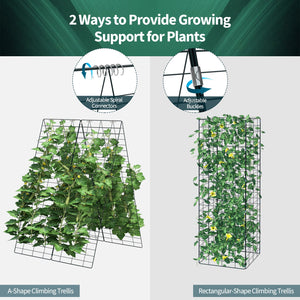 2 Pieces Foldable A-Frame Trellis Plant Supports with Twist Ties-Green view 6