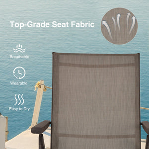 2 Pieces Foldable Chaise Lounge Chair with 2-Position Footrest-Brown view 5