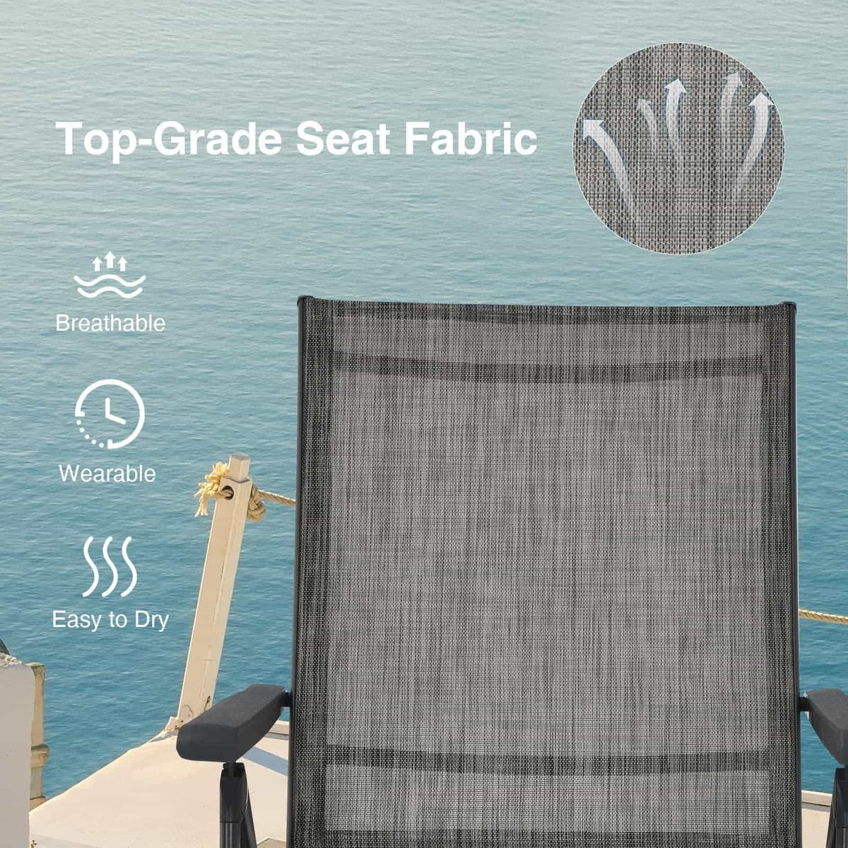 2 Pieces Foldable Chaise Lounge Chair with 2-Position Footrest-Gray view 7