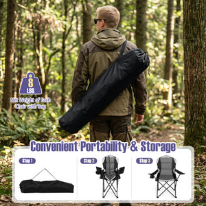 2 Pieces Folding Camping Chairs for Adults with Cup Holders-Black view 6