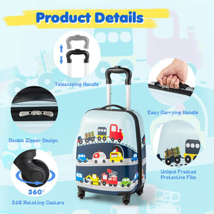 2 Pieces Kids Carry-on Luggage Set with 12 Inch Backpack-Blue view 7