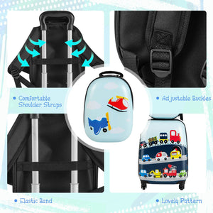 2 Pieces Kids Carry-on Luggage Set with 12 Inch Backpack-Blue view 8