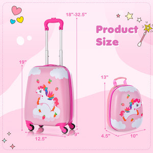 2 Pieces Kids Carry-on Luggage Set with 12 Inch Backpack-Multicolor view 4