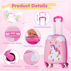 2 Pieces Kids Carry-on Luggage Set with 12 Inch Backpack-Multicolor view 9