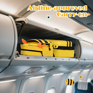2 Pieces Kids Luggage Set on Wheels with Anti-Lose Rope and Retractable Rod-Yellow view 6