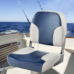 2 Pieces Low Back Boat Seat Set with Sponge Padding and Aluminum Hinges-Blue view 8