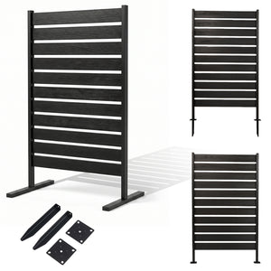 2 Pieces Outdoor Privacy Screen Fence for Backyard Pool Lawn-Black view 3