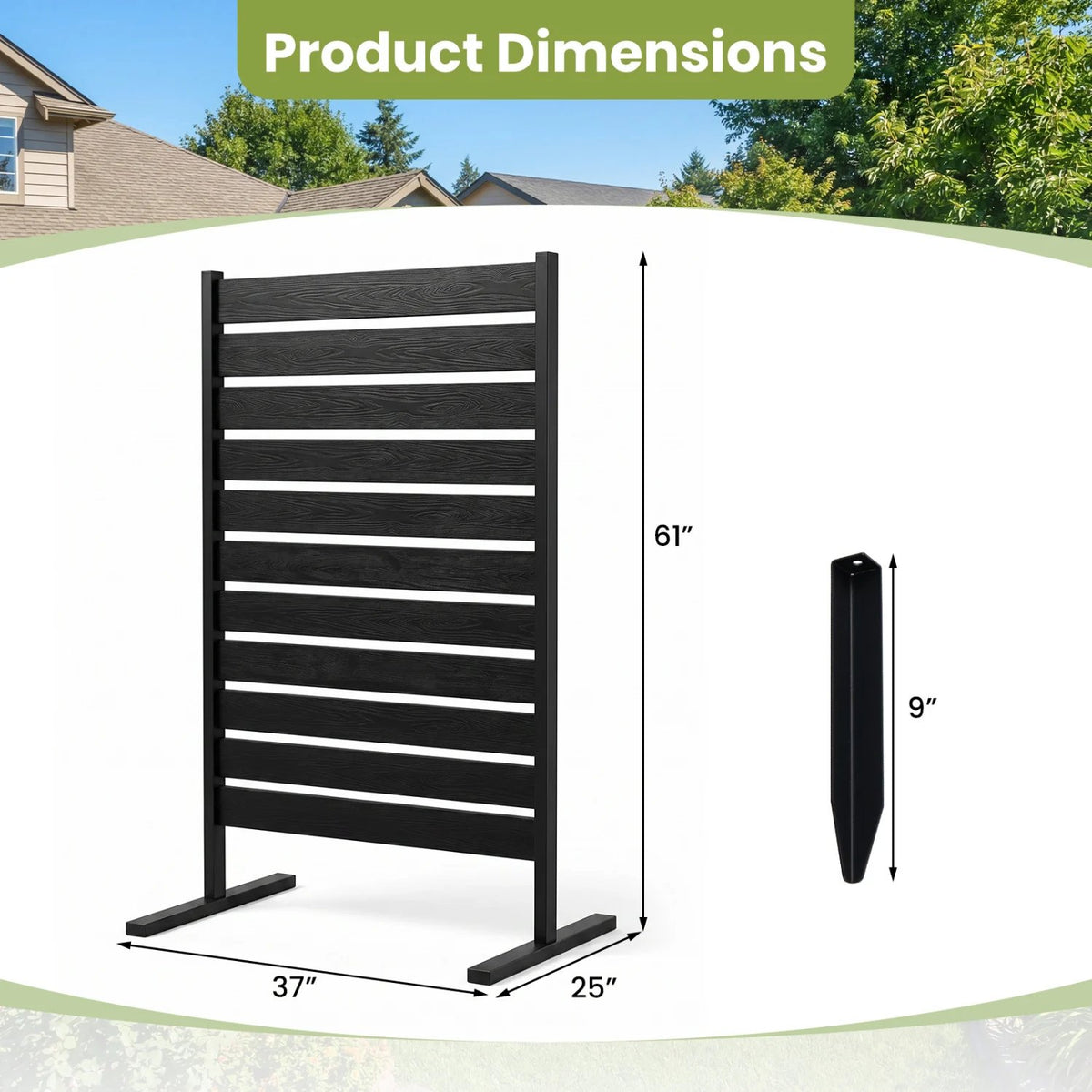 2 Pieces Outdoor Privacy Screen Fence for Backyard Pool Lawn-Black view 4