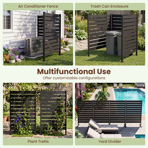 2 Pieces Outdoor Privacy Screen Fence for Backyard Pool Lawn-Black view 5