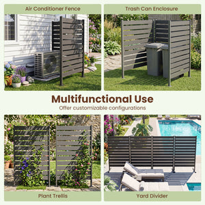 2 Pieces Outdoor Privacy Screen Fence for Backyard Pool Lawn-Gray view 5