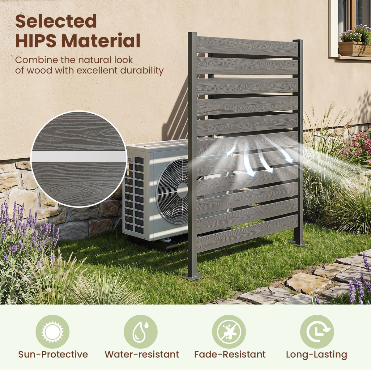2 Pieces Outdoor Privacy Screen Fence for Backyard Pool Lawn-Gray view 6