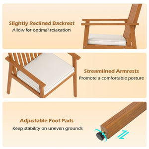 2 Pieces Patio Dining Chairs Outdoor Acacia Wood Chairs with Removable Padded Cushion-Natural view 7