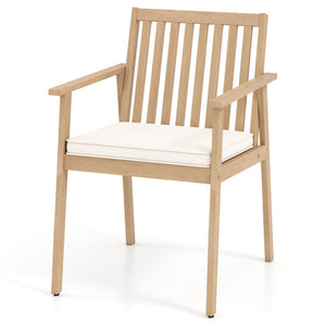 2 Pieces Patio Dining Chairs Outdoor Acacia Wood Chairs with Removable Padded Cushion-Oak view 4