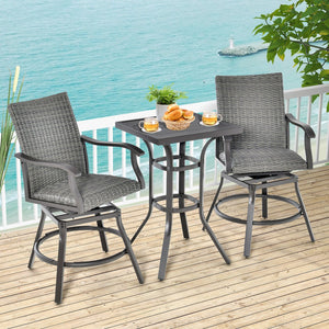 2 Pieces Patio Swivel Bar Chair Set with Quick Dry 4D Air Fiber Cushion view 6