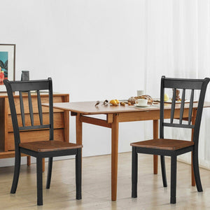 2 Pieces Solid Whitesburg Spindle Back Wood Dining Chairs-Black view 2