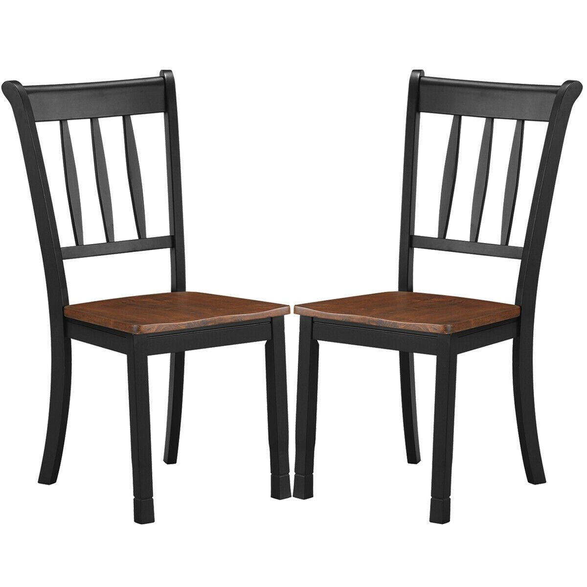 2 Pieces Solid Whitesburg Spindle Back Wood Dining Chairs-Black view 4