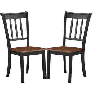 2 Pieces Solid Whitesburg Spindle Back Wood Dining Chairs-Black view 4