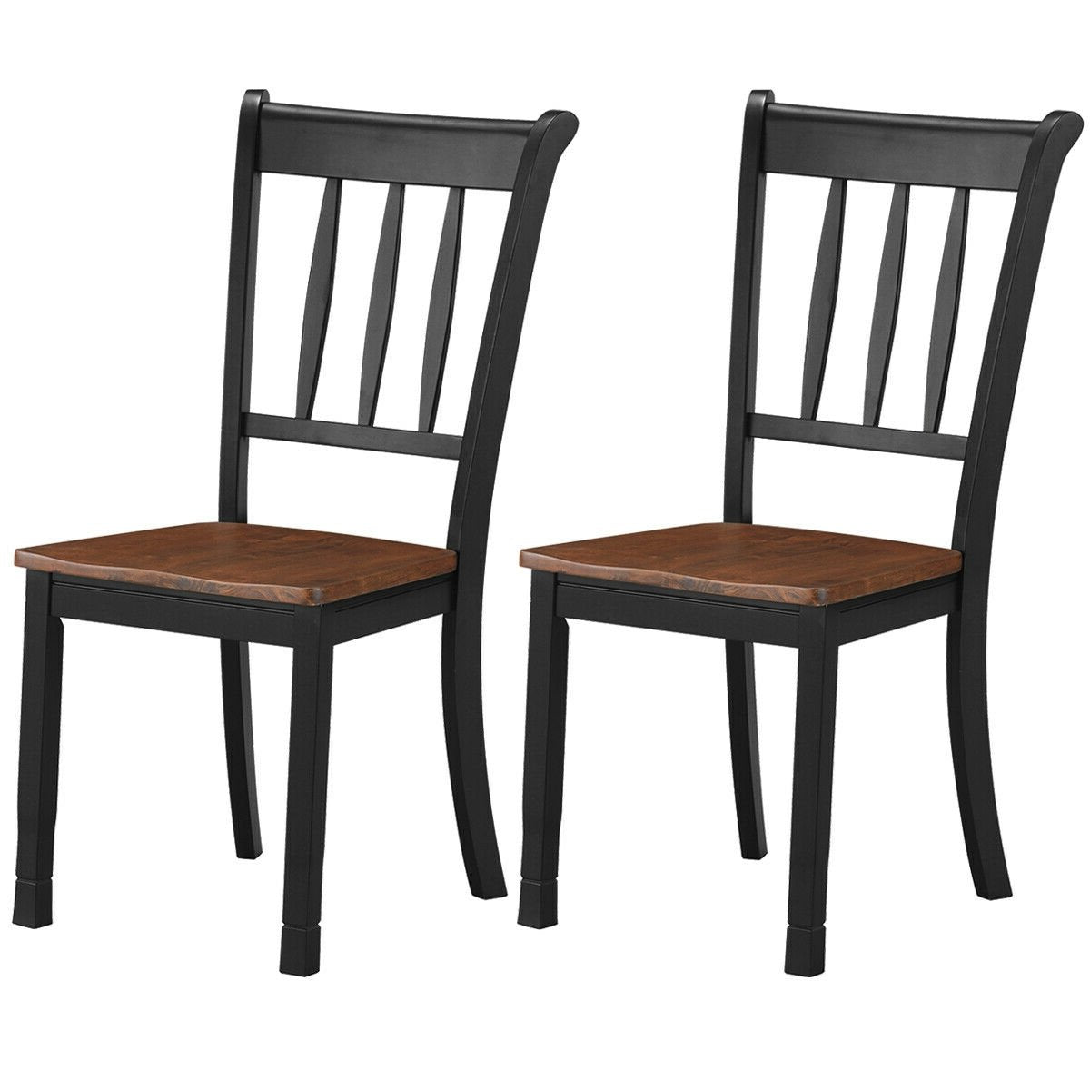 2 Pieces Solid Whitesburg Spindle Back Wood Dining Chairs-Black view 5
