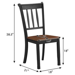 2 Pieces Solid Whitesburg Spindle Back Wood Dining Chairs-Black view 6