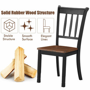 2 Pieces Solid Whitesburg Spindle Back Wood Dining Chairs-Black view 8
