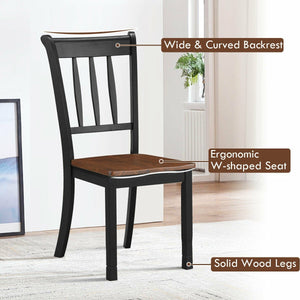 2 Pieces Solid Whitesburg Spindle Back Wood Dining Chairs-Black view 9