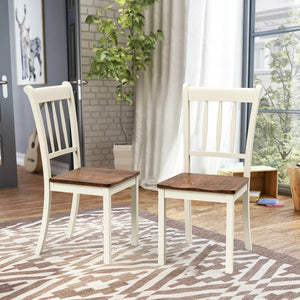 2 Pieces Solid Whitesburg Spindle Back Wood Dining Chairs-White view 3