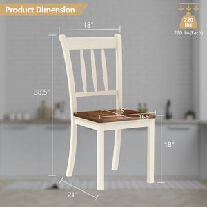 2 Pieces Solid Whitesburg Spindle Back Wood Dining Chairs-White view 4