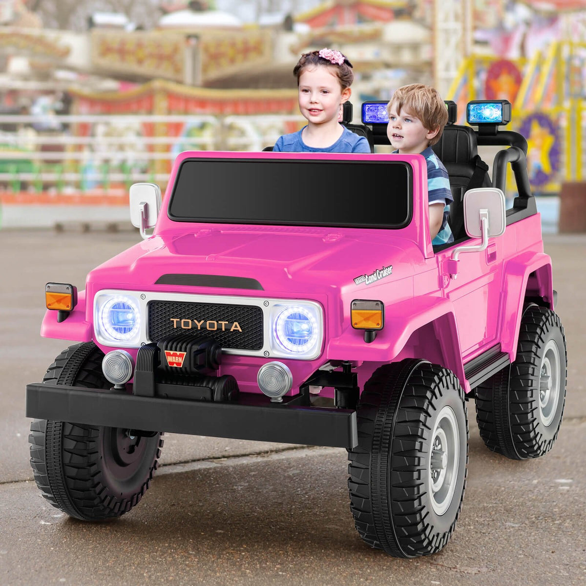 12V 2-Seat Licensed Kids Ride On Toyota FJ40 Car with 2.4G Remote Control-Pink view 2