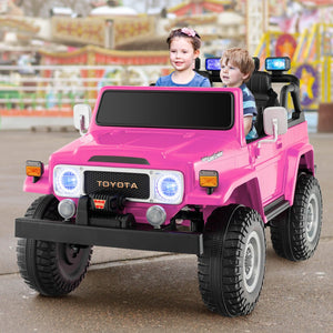 12V 2-Seat Licensed Kids Ride On Toyota FJ40 Car with 2.4G Remote Control-Pink view 2