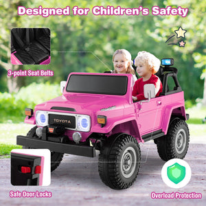 12V 2-Seat Licensed Kids Ride On Toyota FJ40 Car with 2.4G Remote Control-Pink view 3