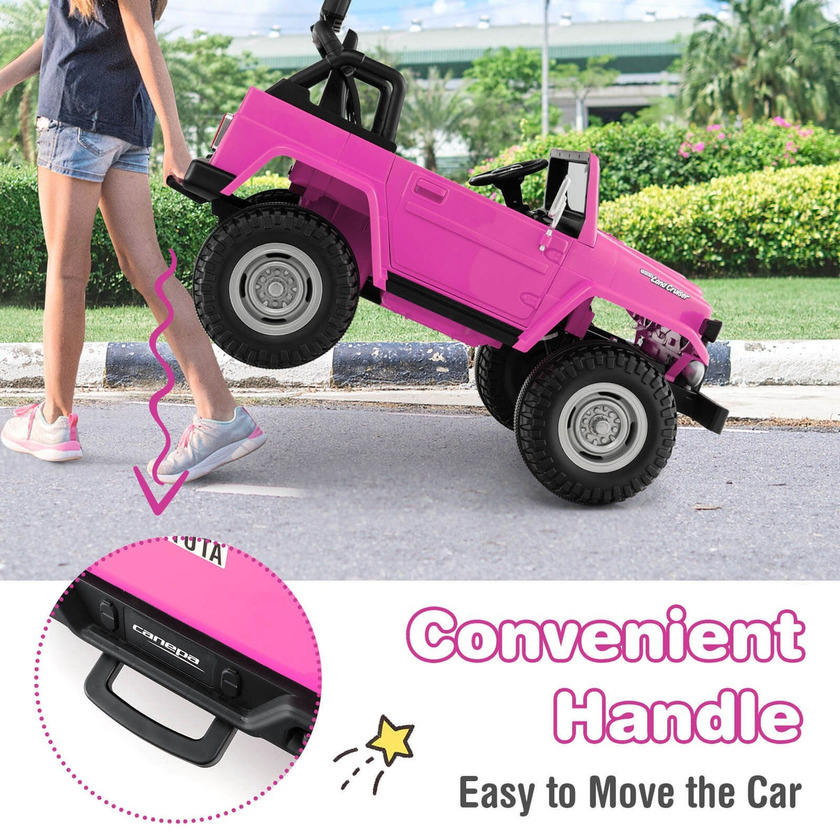 12V 2-Seat Licensed Kids Ride On Toyota FJ40 Car with 2.4G Remote Control-Pink view 5