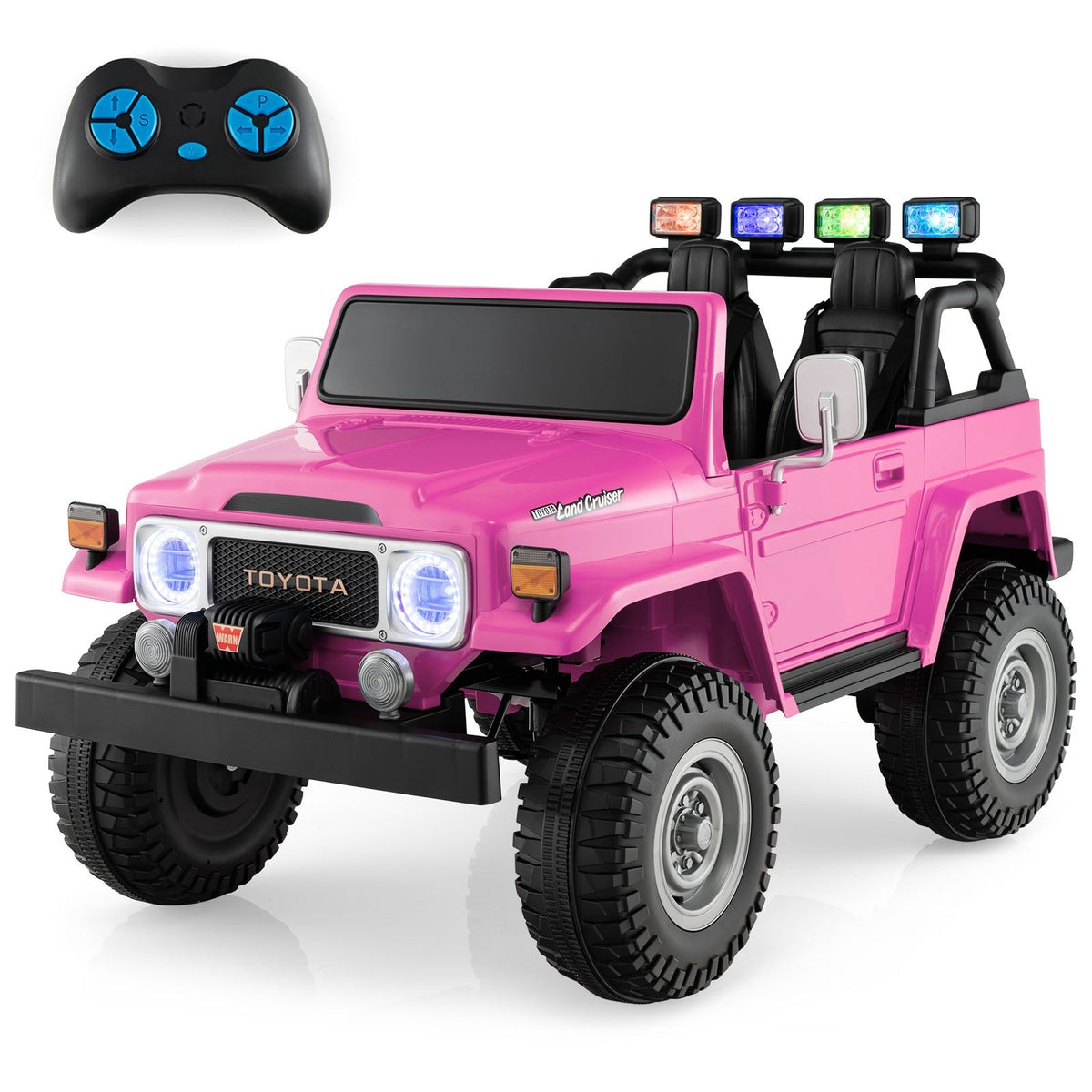 12V 2-Seat Licensed Kids Ride On Toyota FJ40 Car with 2.4G Remote Control-Pink view 8