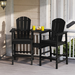 2-Seat Adirondack Chair All-Weather Adirondack Chair with Double Connecting Tray-Black view 2