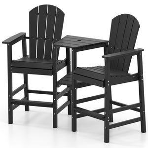 2-Seat Adirondack Chair All-Weather Adirondack Chair with Double Connecting Tray-Black view 4