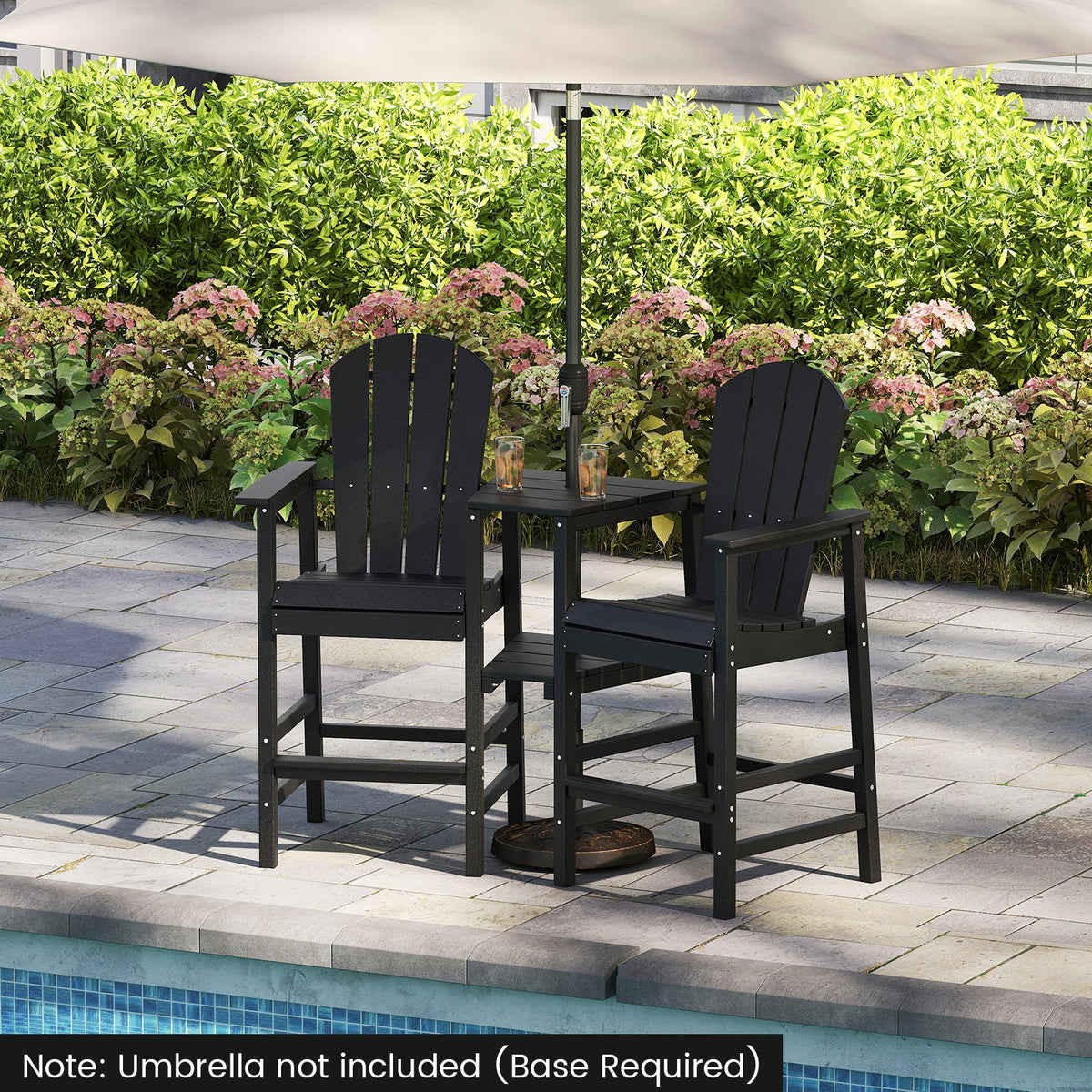 2-Seat Adirondack Chair All-Weather Adirondack Chair with Double Connecting Tray-Black view 6