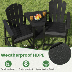 2-Seat Adirondack Chair All-Weather Adirondack Chair with Double Connecting Tray-Black view 7